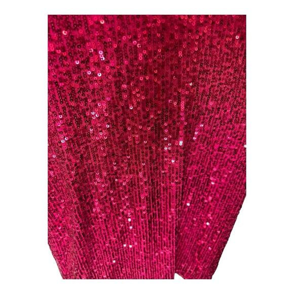 Saylor Shana Cocktail Sequin Dress Pink Halter Sheath Midi Hi Lo Medium M - Picture 7 of 13